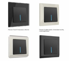 Выключатель одноклавишный проходной с подсветкой (черный матовый) (W1112108)