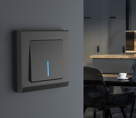 Выключатель одноклавишный с подсветкой (черный матовый) (W1110108)