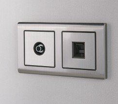 Накладка для розетки Ethernet RJ-45  и телефонной розетки RJ11 (глянцевый никель) (WL02-RJ-CP)