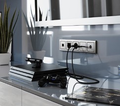 Накладка для розетки Ethernet RJ-45  и телефонной розетки RJ11 (глянцевый никель) (WL02-RJ-CP)