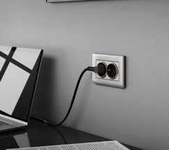 Розетка двойная с заземлением (глянцевый никель) (W1172002)