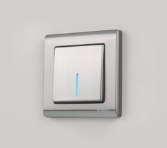 Выключатель одноклавишный проходной с подсветкой (глянцевый никель) (W1112102)