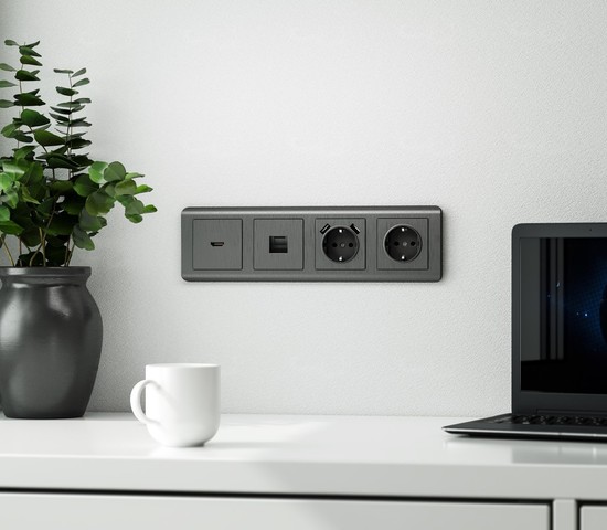 Накладка для розетки HDMI (графит рифленый) (WL04-HDMI-CP)