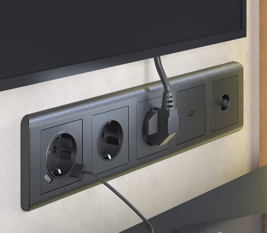 Накладка для розетки USB (графит рифленый) (W1179504)