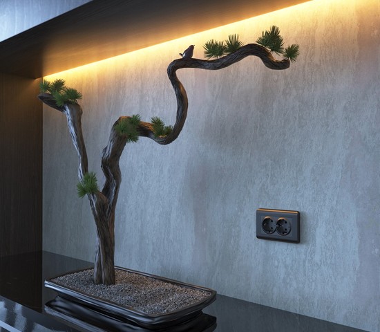 Розетка двойная с заземлением (графит рифленый) (W1172004)