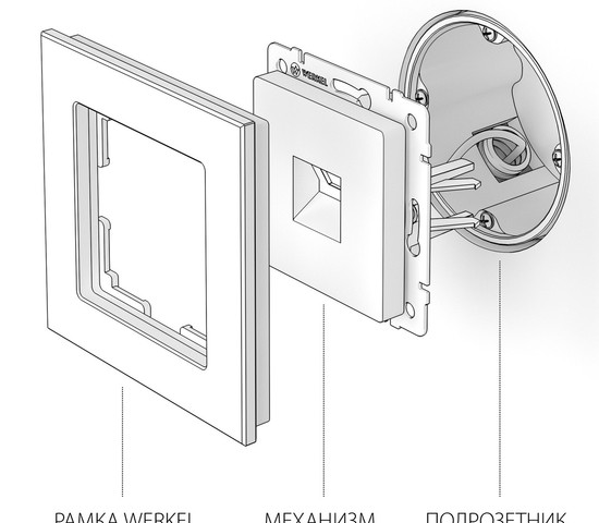Розетка Ethernet RJ-45 (графит рифленый) (W1181004)
