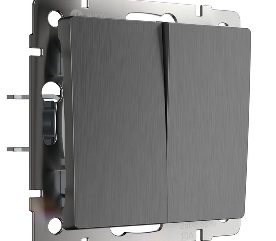 Выключатель двухклавишный проходной (графит рифленый) (W1122004)