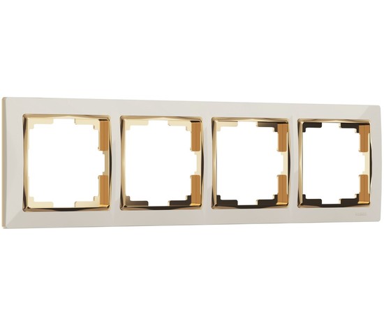 Рамка на 4 поста Snabb (слоновая кость/золото) (W0041932)