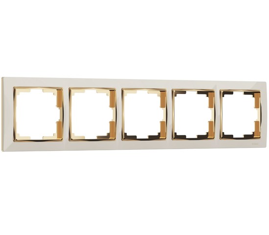Рамка на 5 постов Snabb (слоновая кость/золото) (W0051932)