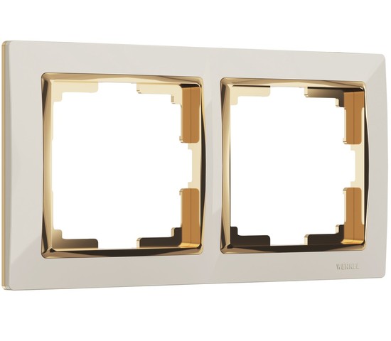 Рамка на 2 поста Snabb (слоновая кость/золото) (W0021932)