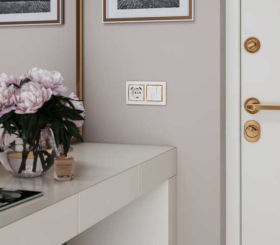 Рамка на 2 поста Snabb (слоновая кость/золото) (W0021932)