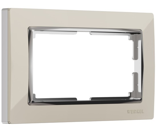 Рамка для двойной розетки Snabb (слоновая кость/хром) (W0081903)