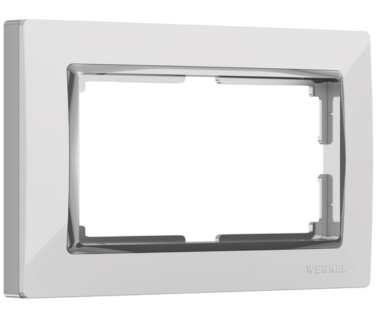 Рамка для двойной розетки Snabb (белый/хром) (W0081901)