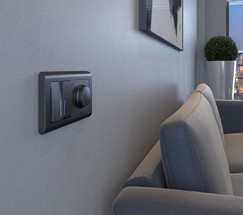 Выключатель двухклавишный с подсветкой (графит рифленый) (W1120104)