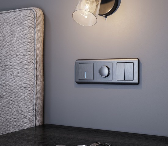 Выключатель одноклавишный проходной с подсветкой (графит рифленый) (W1112104)