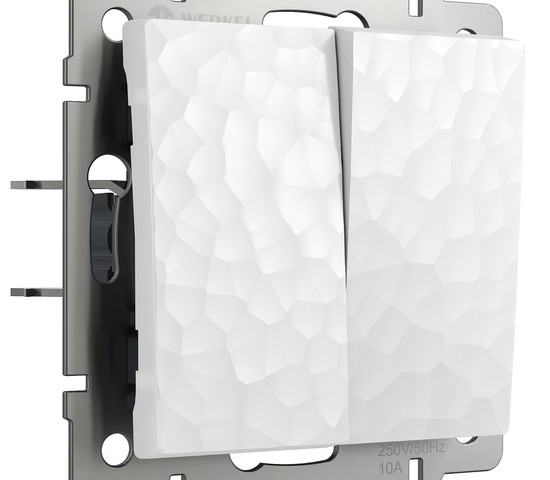 Выключатель двухклавишный проходной (hammer белый) (W1222001)