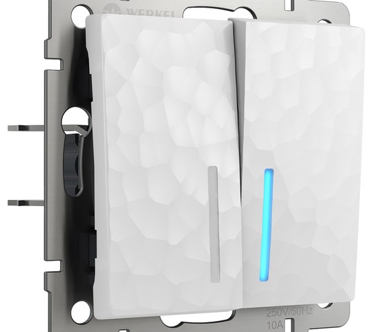 Выключатель двухклавишный с подсветкой (hammer белый) (W1220101)