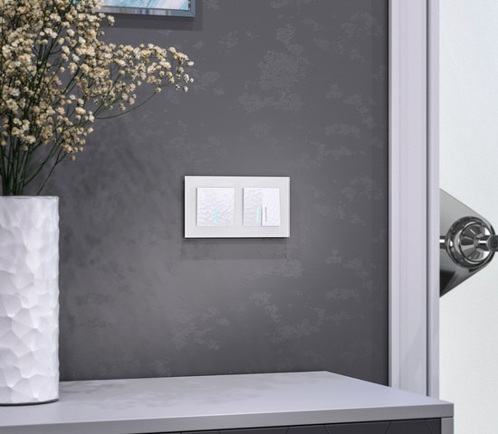 Выключатель двухклавишный с подсветкой (hammer белый) (W1220101)