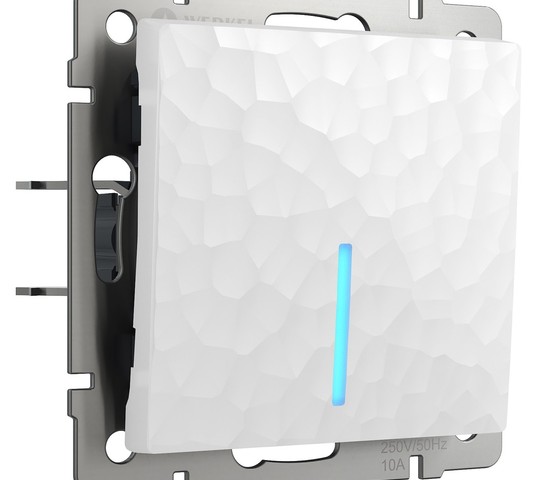 Выключатель одноклавишный проходной с подсветкой (hammer белый) (W1212101)