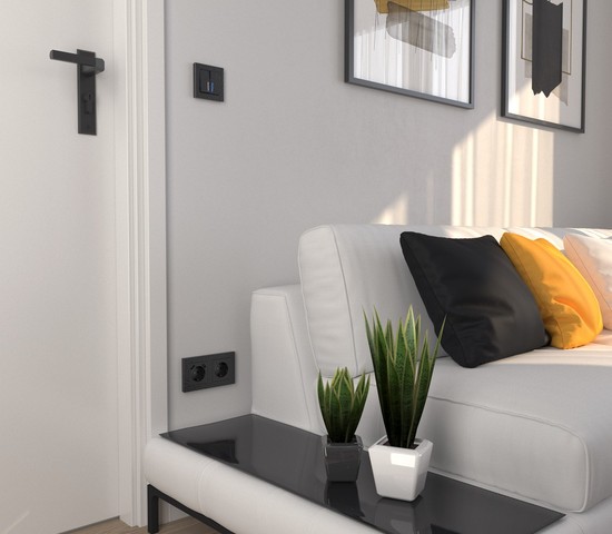 Розетка с заземлением (hammer черный) (W1271008)