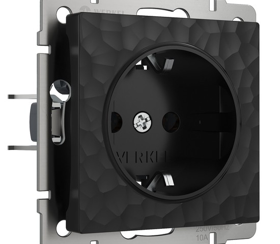 Розетка с заземлением и шторками (hammer черный) (W1271108)