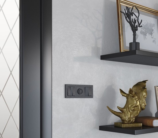 Выключатель двухклавишный (hammer черный) (W1220008)