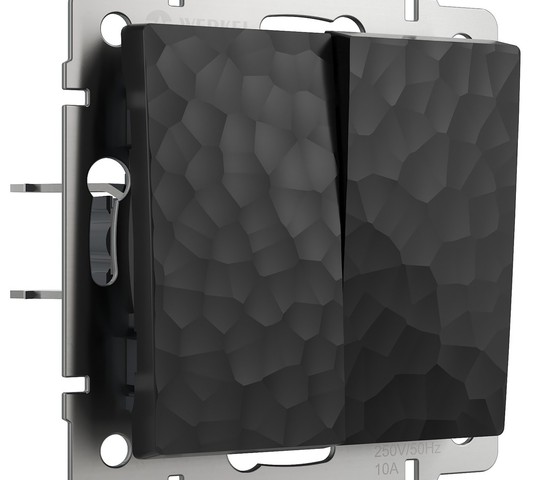 Выключатель двухклавишный проходной (hammer черный) (W1222008)