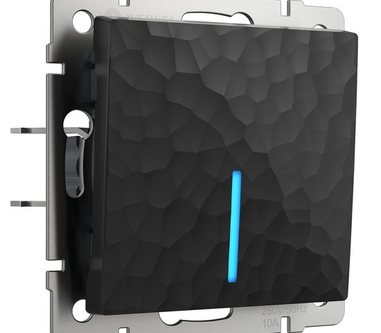 Выключатель одноклавишный проходной с подсветкой (hammer черный) (W1212108)