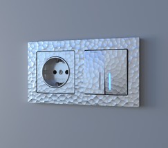 Розетка с заземлением и шторками (hammer серебряный) (W1271106)