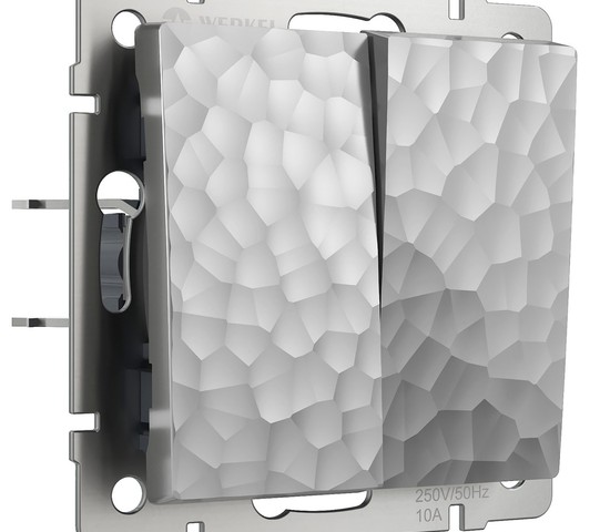 Выключатель двухклавишный проходной (hammer серебряный) (W1222006)