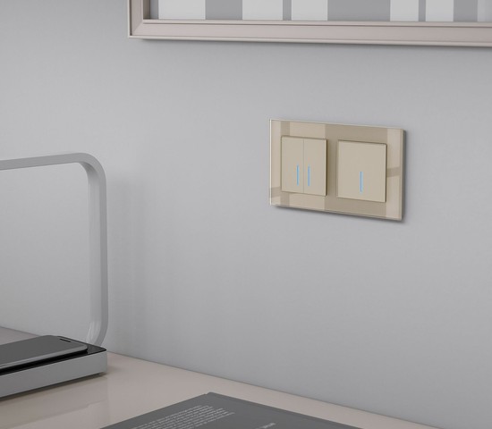 Сенсорный выключатель двухклавишный с подсветкой 1000 Вт (шампань) (W4520011)