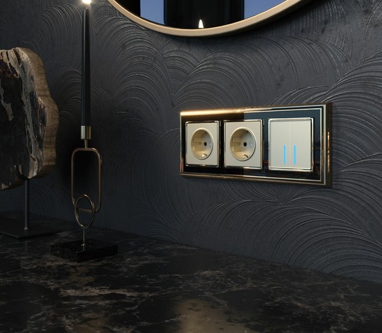 Сенсорный выключатель двухклавишный с подсветкой 1000 Вт (шампань) (W4520011)