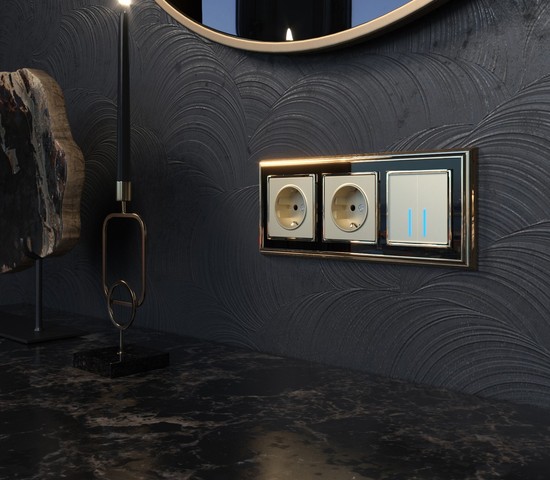 Сенсорный выключатель двухклавишный с подсветкой (шампань) (W4520111)