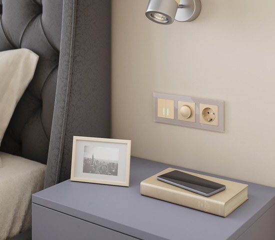 Сенсорный выключатель двухклавишный с функцией Wi-Fi (шампань) (W4520611)