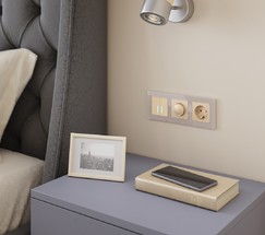 Сенсорный выключатель двухклавишный с функцией Wi-Fi (шампань) (W4520611)