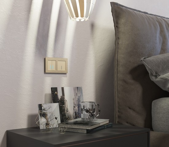 Сенсорный выключатель одноклавишный с подсветкой (шампань) (W4510111)