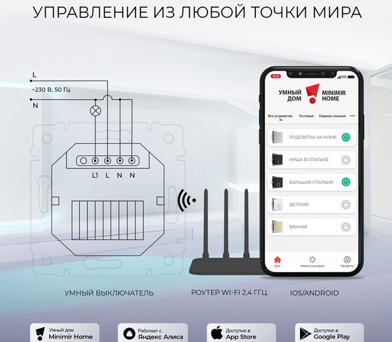 Сенсорный выключатель одноклавишный с функцией Wi-Fi (шампань) (W4510611)