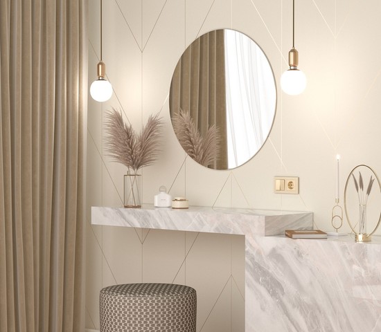 Выключатель двухклавишный проходной (шампань) (W1122011)