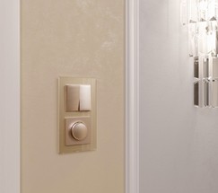 Выключатель двухклавишный проходной (шампань) (W1122011)