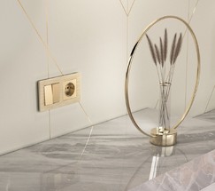 Выключатель двухклавишный проходной (шампань) (W1122011)