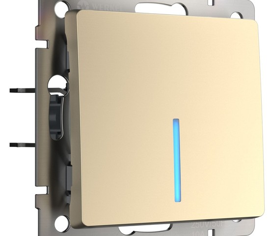 Выключатель одноклавишный с подсветкой (шампань) (W1110111)