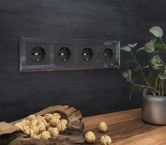 Рамка на 4 поста Diamant (черный) (W0041208)