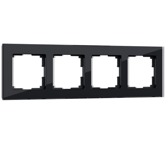 Рамка на 4 поста Favorit (черный,стекло) (W0041108)