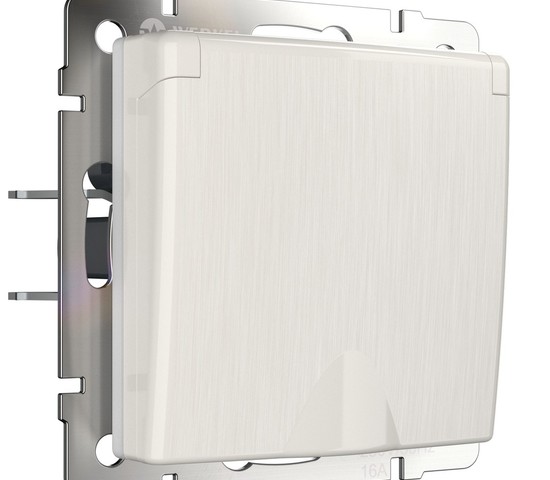 Розетка влагозащ. с зазем. с защит. крышкой и шторками (перламутровый рифленый) (W1171213)