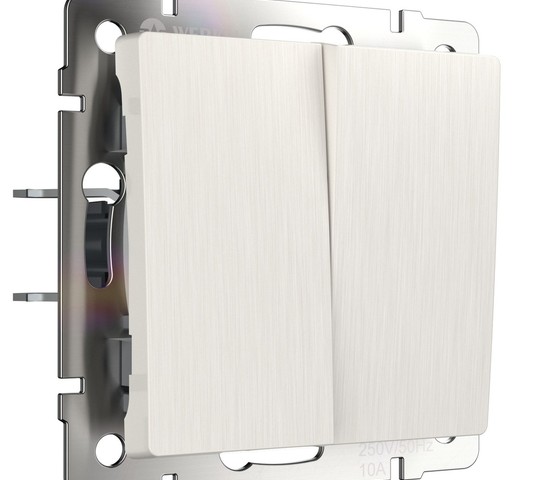 Выключатель двухклавишный проходной (перламутровый рифленый) (W1122013)