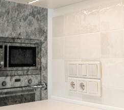 Выключатель двухклавишный проходной (перламутровый рифленый) (W1122013)