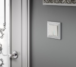 Выключатель двухклавишный с подсветкой (перламутровый рифленый) (W1120113)