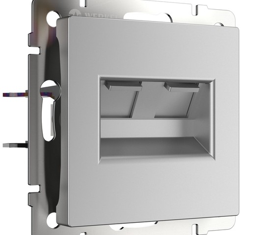 Розетка двойная Ethernet RJ-45 (серебряный) (W1181106)