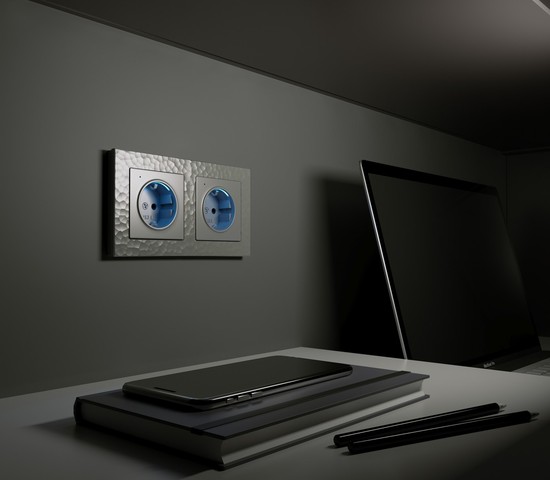 Розетка с подсветкой (серебряный) (W1171406)