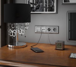 Розетка с заземлением и шторками (серебряный) (W1171106)